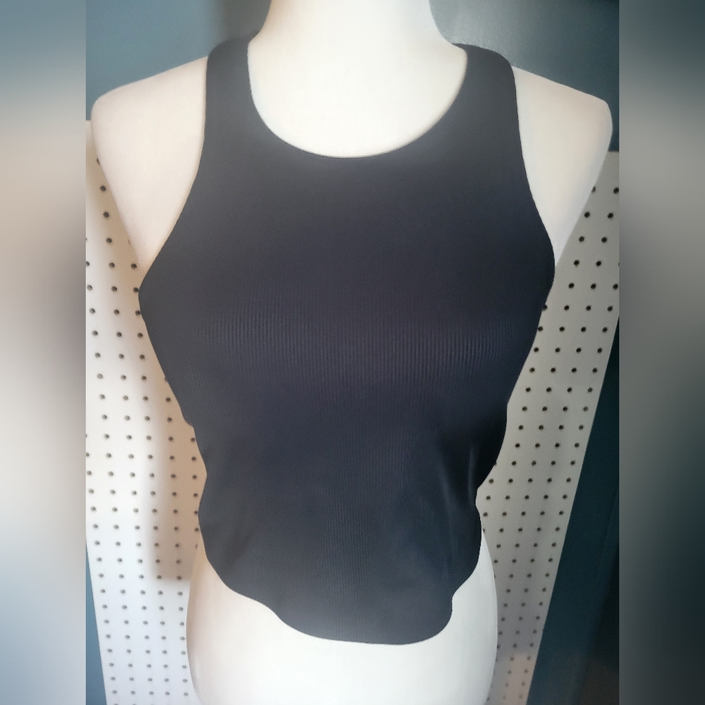 All in Motion‎ NWT black athletic tank w bra crop size large